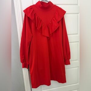 Who What Wear Red Ruffle Dress